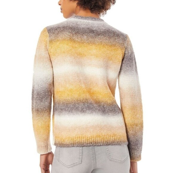 Jones New York Women's Crewneck Ombré Knit Sweater Yellow Gray size S - Picture 6 of 7